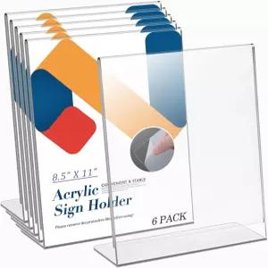 Relx 아크릴 간판 홀더 8.5 x 11 디스플레이용 디스플레이 스탠드 비스듬한 뒷면 투명 프레임 매장