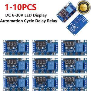 1-10PCS DC 6-30V 지원 마이크로 USB 5V LED 디스플레이 자동화 사이클 지연 타이머 스위치 끄기 시간 릴레