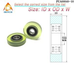 폴리우레탄 코팅 베어링 롤러 PU600040-10  40mm 직경  보어  PU 도르래 휠  10x40x10 플라스틱 1 개
