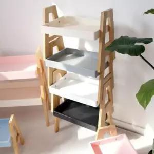 [반려] 트레이 선반 적층 진열대 수납함 화분받침 화이트 대