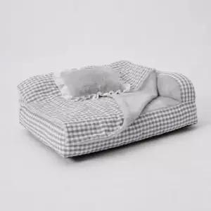 [반려] 강아지 침대 쿠션 체크그레이 대형 1P 반려견 하우스