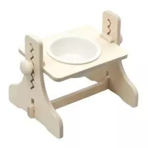 [반려] 강아지 원목 식탁 화이트 1구 1P 고양이 도자기 그릇