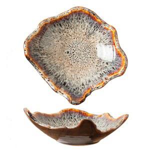 토포 8인치 소형 세라믹 장식 그릇 1 u2013 불규칙 테두리 반응성 유약 플레이트 베리 볼 입구 캐치올 테이블탑 또는 홈 데코용 식 접시