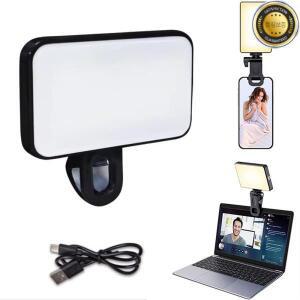 새로운 휴대용 미니 셀카 조명 3가지 모드 밝기 조절 가능 충전식 클립형 노트북 라이브 비디오