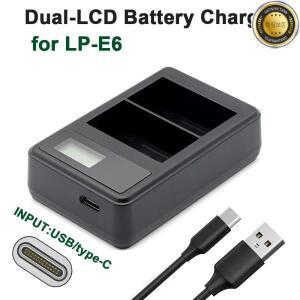 LP-E6 배터리 충전기 듀얼 슬롯 캐논 카메라 EOS R7 E6 90D 70D 등 적합합니다.