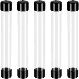 핸드메이커 5개 캡이 있는 투명한 단단한 플라스틱 튜브 8인치 길이 0.9인치 ID 원형 향봉 비즈 물품