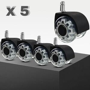 5팩 2인치 고강도 폴리우레탄 무소음 회전 바퀴  사무실 및 게임 의자용 교체용  롤링 휠  가구