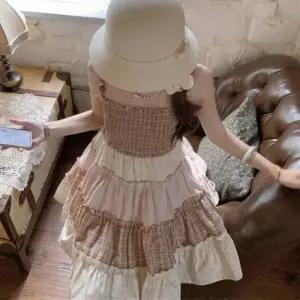 [신상오픈런]여성 사랑스러운 패턴 프릴 캉캉 스모크 나시 드레스 (38292920)