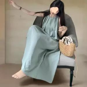 [신상오픈런]여성 링클 셔링 홀터넥 롱 나시 원피스 백트임 여리핏 (38283917)