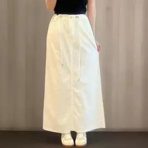 [신상오픈런]여성 스트링 A라인 절개 디자인 뒷트임 여름 면 롱스커트 (38283894)