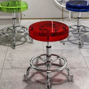 미용실 보조 의자 병원진찰 무소음 스툴 무음 휠 A 진료 바퀴 커트 릴블랙 투명 이동