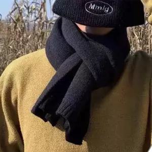 [신상오픈런]니트머플러 톤다운 한파 겨울출근룩 벽돌색 검정목도리 (30098553)