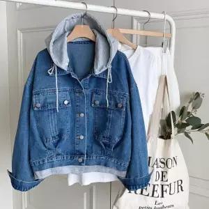 [신상오픈런]후드 빈티지 레트로 레이어드 봄아우터 진청 여성청자켓 (30094148)