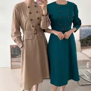 [신상오픈런]라운드넥 바스락 긴팔블라우스 햅번원피스 청록색 (30093575)