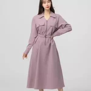 [신상오픈런]바스락원피스 하프집업 플레어 허리벨트 야상원피스 (30089663)