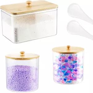 CyanCloud 세탁 세제 디스펜서 3팩 투명 포드 용기 세제용 세탁실 정리 수납 파우더 향기 부스터 비드