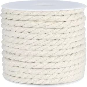 조이크래프트 마크라메 코드 오프 화이트 코튼 로프 8mm x 21야드 천연 식물 걸이용 스트랜드 트위스트