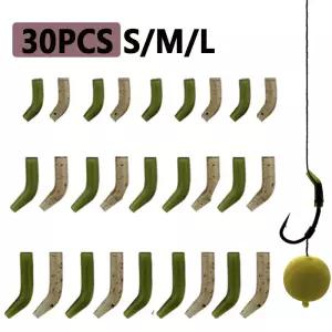30pcs 터미널 잉어 낚시 안티 엉킴 슬리브 후크 고무 팁 튜브 포지셔너 태클과 연결