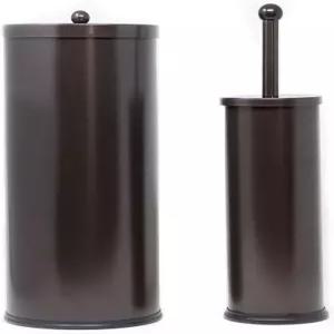 스테인리스 화장지 용기 및 화장실 브러시 케이스 세트(브론즈 세트 2개)