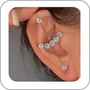 여성용 한플루엔브 헬릭스 후크 귀걸이 이어 크롤러 커프스 랩 라인스톤 라이트닝 볼트 트렌디한