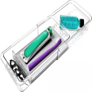 건조석 칫솔용 투명 플라스틱 정리함 치실 물 구강 청결제가 포함된 스마트 확장형 치과 트레이 서랍