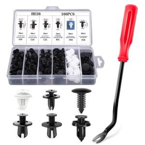 100개 자동차 패스너 클립 키트  리벳 차체 푸시 리테이너 핀 범퍼 도어 트림 패널