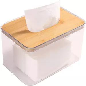 아크릴 티슈 박스 커버 대나무 건조기 시트 홀더 욕실 세면대에 보관할 수 있는 나무 직사각형 디스펜서