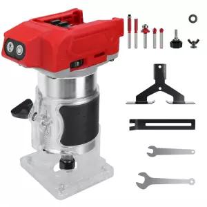 800W 브러시리스 전기 트리머 목공 트리밍 기계 목재 라우터 밀링 조각 밀워키 18V 배터리 용 슬롯