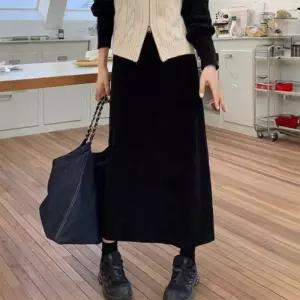 일자 골지 허리밴딩 흰치마 코듀로이스커트 (29192785)