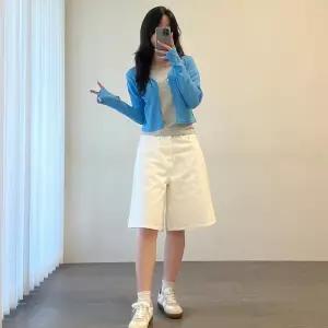 여성 와이드핏 기본 반바지 검정 흰색 5부 면 (38292982)