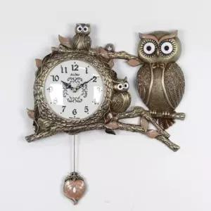 벽시계인테리어 동도금 숲속가족 부엉이시계 무소음 인테리어 벽시계