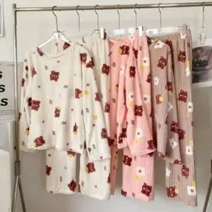 수면잠옷 초코베어 겨울 수면세트 극세사잠옷 파자마 홈웨어