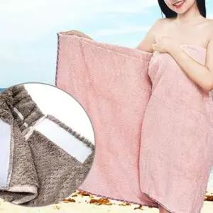 목욕가운 흘러내림 없는 찍찍이 극세사 랩 비치 샤워 수건 가운