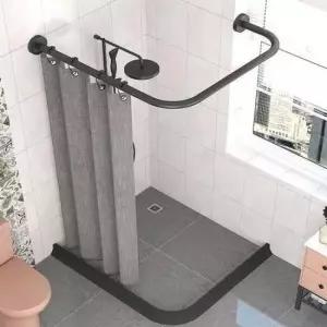 샤워봉 키밍 욕실 샤워커튼봉 ㄷ자 코너 곡선봉 블랙 90cm