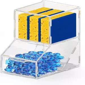 2개의 뚜껑이 있는 비키이 아크릴 세탁 포드 정리함 - 식기세척기 세제 파우더 건조기 볼 및 스낵용 다목적