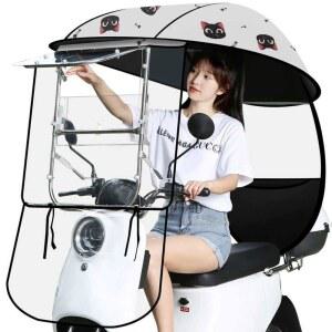 오토바이 지붕캐노피 그늘막 스쿠터 스크린 소녀 커버 차양막 블루 앞뒤 커튼 겨울 네가지