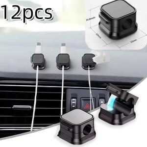 12Pc 마그네틱 접착 케이블   조절 충전 홀더 키퍼 와이어 클립 자동차 인테리어 액세서리
