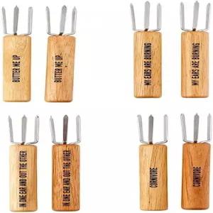 산타 바바라 디자인 스튜디오 콘 온 더 콥 홀더 3가지 나무 꼬치 8개 오크/스테인리스 스틸