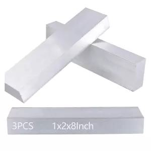 JEUIHAU 3 PCS 1 x 2 8 인치 정사각형 알루미늄 바 25 50 200 mm 플랫 블록 6061 밀링 선반 작업용 범용
