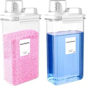 VOTLEVT 94 OZ 세탁 세제 디스펜서 비누 섬유 유연제 액체 용기 세탁실 정리 및 보관 2팩