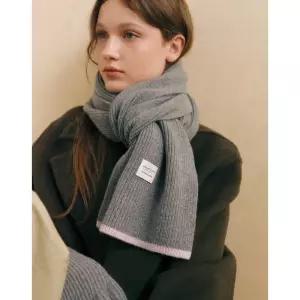 질스튜어트 뉴욕 그레이 핑크 라인배색 울캐시미어혼방 머플러 JAMU5F652G2 국내매장판 1686271