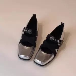 여성 스트랩힐 신발 양가죽 프렌치 발레리나 크로스백 메리제인 슈즈 일자 펌프스 플랫 KS5