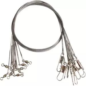 10pcs 낚시 와이어 리더 헤비 듀티 나일론 코팅 회전 및 스냅 포함 18인치 45파운드