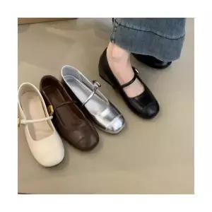 빈티지 여성용 스트랩힐 신발 속굽 펌프스 프렌치실버 메리제인 KS5