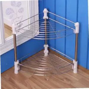 스테인리스 조립형 2단 코너 선반 인테리어 수납 욕실