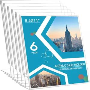 COYMOS 아크릴 간판 홀더 6팩 8.5x11 경사 뒷면 스탠드 디스플레이 플렉시글라스 투명 광고 프레임 사진