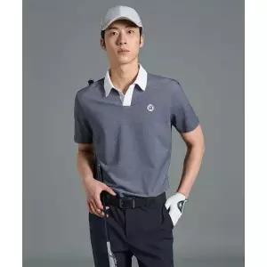 빈폴 BEANPOLE GOLF 남성 오픈 칼라 투톤 반소매 티셔츠 - 스카이 블루 BJ6342B12Q 290459