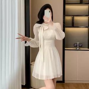 엘럽 여자 쉬폰 원피스 긴팔 스커트 원템1