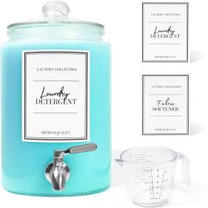 스피갓과 계량컵이 포함된 대형 1갤런 세탁용 액체 세제 디스펜서 섬유 유연제 비누 유리 용기를 위한 4L