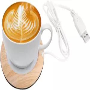 GOTOTOP USB 가열 코스터 우드 그레인 컵 워머 열음료 머그 매트 커피 히터 패드 머그레인 5W